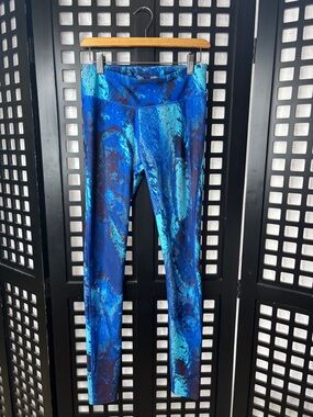 💙Under Armour Hea tGear Leggings Women's Small Blue Print Compression Stretch💙
